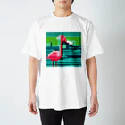 SHINYA_AI-PROJECTのドット絵のフラミンゴ スタンダードTシャツ