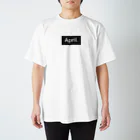 April.のApril.BOX LOGO（ブラック×ホワイト） Regular Fit T-Shirt