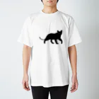 シンプルねこのあるく黒猫 スタンダードTシャツ