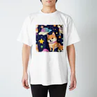 ゆんまるの夜空に柴犬 Regular Fit T-Shirt