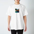 KSK SHOPの絵画のようなチンクエテッレの風景 Regular Fit T-Shirt