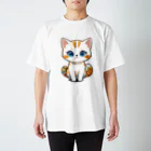 もふもふデザインストアのふんわり癒しのモフモフ猫 スタンダードTシャツ