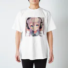 hide-の可愛いヘッドフォンガール スタンダードTシャツ