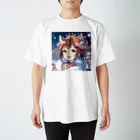 Happy Hub"（ハッピー・ハブ）の猫ギャル振り袖 Regular Fit T-Shirt