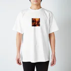 Innovat-Leapの大都市のスカイラインのシルエット Regular Fit T-Shirt