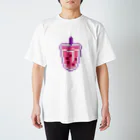 ArtistのStrawberry boba tea kawaii pixe art スタンダードTシャツ