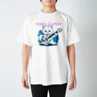 ねこTシャツ SBBSTYLE NEKOのネコと白いエレキギター002 Regular Fit T-Shirt