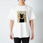 4628 - 萬屋 -の襟付き黒猫 スタンダードTシャツ