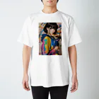 80s pop anime artの彼女はみなぎるエネルギーと魅力を放つ Regular Fit T-Shirt