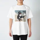 KenySignsのペンギンのドローン操縦士のイラストグッズ スタンダードTシャツ