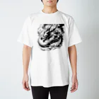 いきもの戯画の墨で描かれた竜 Regular Fit T-Shirt