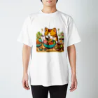 zuuu-のお上品に食事をする猫様 スタンダードTシャツ