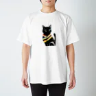 幸運のしっぽの黒猫と虹の首輪 スタンダードTシャツ