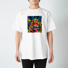 動物絵 Jamanakocic storeのカラフルシーサー Regular Fit T-Shirt