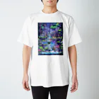 シロクマペンギンのドットの滝 Regular Fit T-Shirt