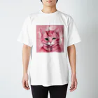 tenchayのピンクキャット スタンダードTシャツ