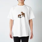 猫ミームグッズの【猫ミーム】叩かれる猫と叩く猫 Regular Fit T-Shirt