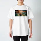 AIdependerの夕日 海 花束 3 スタンダードTシャツ