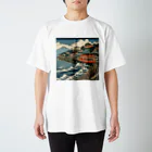 日本の風景 COOL JAPANの富士山と海と電車　Mt.Fuji and Shonan Enoden Regular Fit T-Shirt