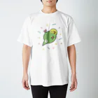 ぴっぴ's shopのふわふわおちりのインコちゃん02 スタンダードTシャツ