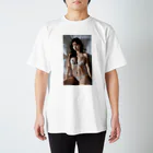 BeautifulLadyCollectionTokyoの恍惚とした表情で目を閉じる、白い下着のAI美女 Regular Fit T-Shirt