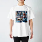 ユサユサしてるキャラクターショップのユサユサしながら未来の車で未来都市をドライブ スタンダードTシャツ