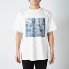 Ａ’ｚｗｏｒｋＳのSKULL&BONE TRIBAL GRUNGE WHT ON DENIM Regular Fit T-Shirt