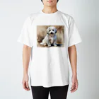 Animal Illustration shopのコトン・ド・テュレアール　Coton de Tulear　水彩画風 スタンダードTシャツ