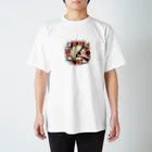 momonekokoのキャンバスに絵を描く女性 Regular Fit T-Shirt