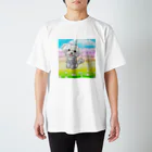 HI-KUN ART MUSEUM　　　　　　　　(ひーくんの美術館)の犬と花畑 スタンダードTシャツ