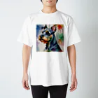 LGBTQ-のミニチュアシュナウザー　レインボー柄 Regular Fit T-Shirt