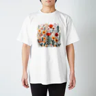 Grazing Wombatのヴィンテージなボヘミアンスタイルの花柄　Vintage Bohemian-style floral pattern Regular Fit T-Shirt