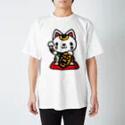 お絵かき屋さんの招き猫（右手/金運を招く）縁起物 スタンダードTシャツ