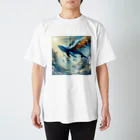 mimin's ショップの空飛ぶくじら Regular Fit T-Shirt