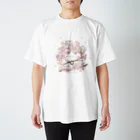 rina_suzuriのもふもふシマエナガ　桜　Tシャツ Regular Fit T-Shirt
