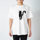 QROOVYのイケメンモノトーンネコ　尻尾曲がりpat Regular Fit T-Shirt