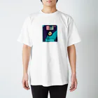 愛着ライフのレトロなネオンフロッピー スタンダードTシャツ