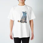 猫との風景の風景_夜景と猫001 Regular Fit T-Shirt