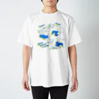 THE DOUBUTSU-ZOO SHOPのパルクールするどうぶつーズ 青黄 Regular Fit T-Shirt