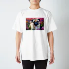 mito_happyの花畑とパグ Regular Fit T-Shirt