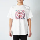 ニャンHouseのかわいいピンクの肉球 スタンダードTシャツ