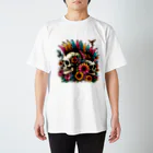 riotriffs_punksのモヒカンスカル_フラワー Regular Fit T-Shirt