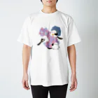 ぴよ手帖 | シマエナガ雑貨のあじさいとシマエナガ_かさ＠ぴよ手帖 | シマエナガ雑貨 Regular Fit T-Shirt