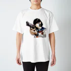 浮世絵愛の拳銃x女子高校生 Regular Fit T-Shirt