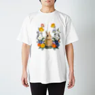 MIdesignの花とうさぎ Regular Fit T-Shirt
