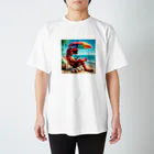 DINO-studioの夏を感じるリアル恐竜赤ティラノ Regular Fit T-Shirt