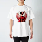 yuchijapanの桜を散らした着物美人イラスト Regular Fit T-Shirt