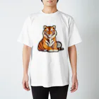 柴犬とテニスのトラとテニスラケット Regular Fit T-Shirt