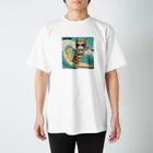 ハワイライフのSURFING猫（女の子バージョン） スタンダードTシャツ