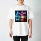 Creative Canvas-くリエイティブキャンバスの宇宙の銀河のなかにいる宇宙人 スタンダードTシャツ